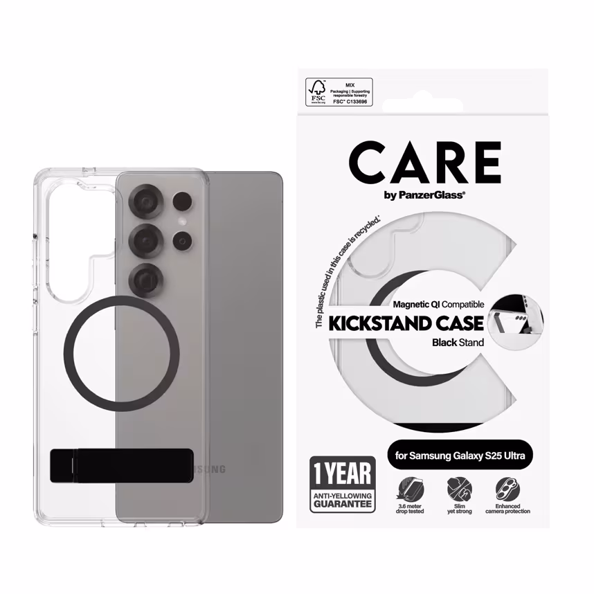 CARE PanzerGlass Case Transparent Kickstand S25 Ultra