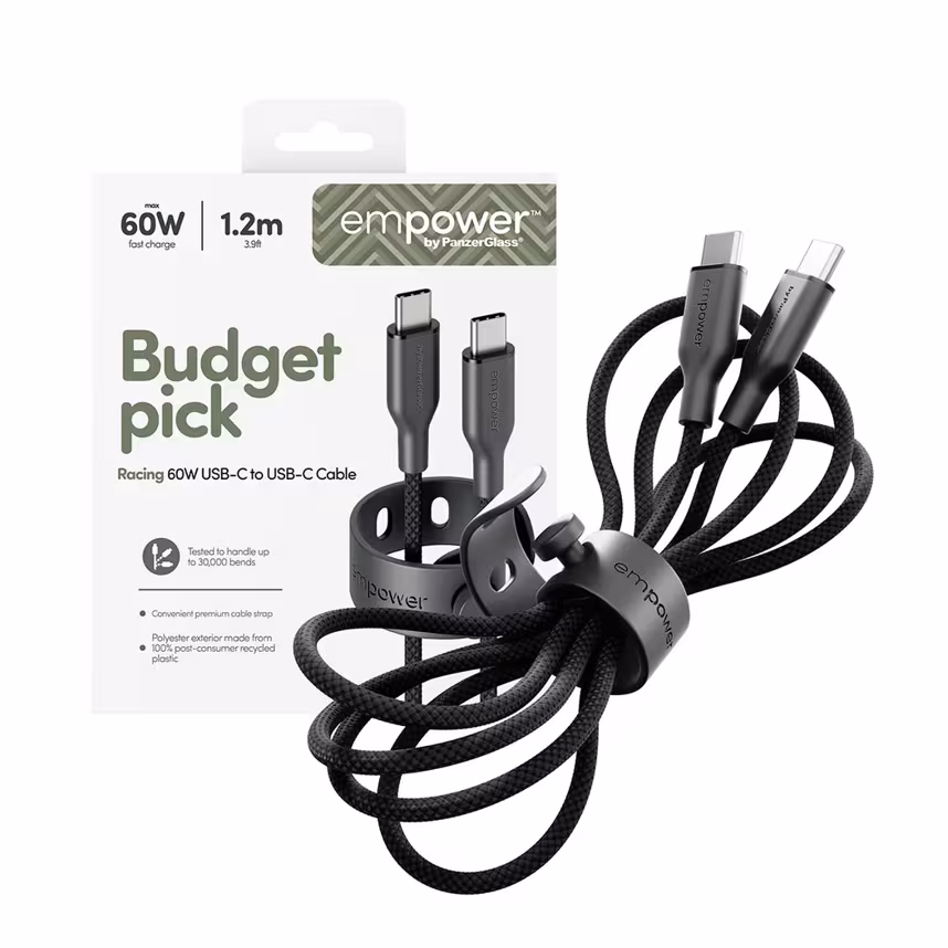 Emporia by PanzerGlass 60W USB-C/USB-C USB 2.0 1,2M Black