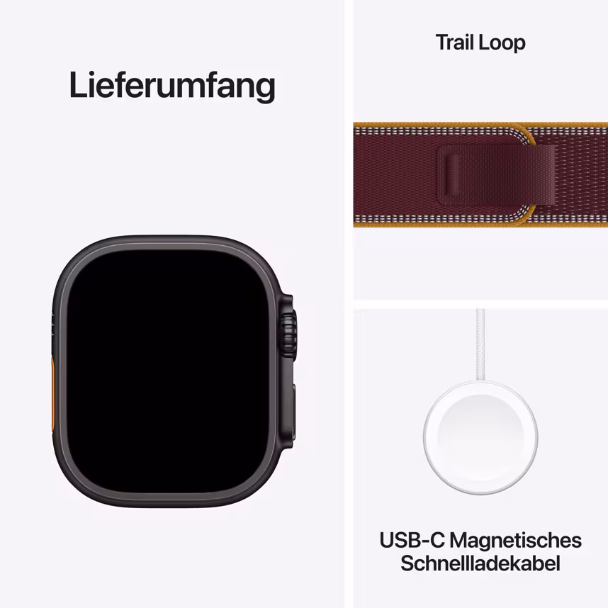  Apple Watch Ultra 4 LTE 49mm Black Titan Case + Burgundy Trail Loop M/L
