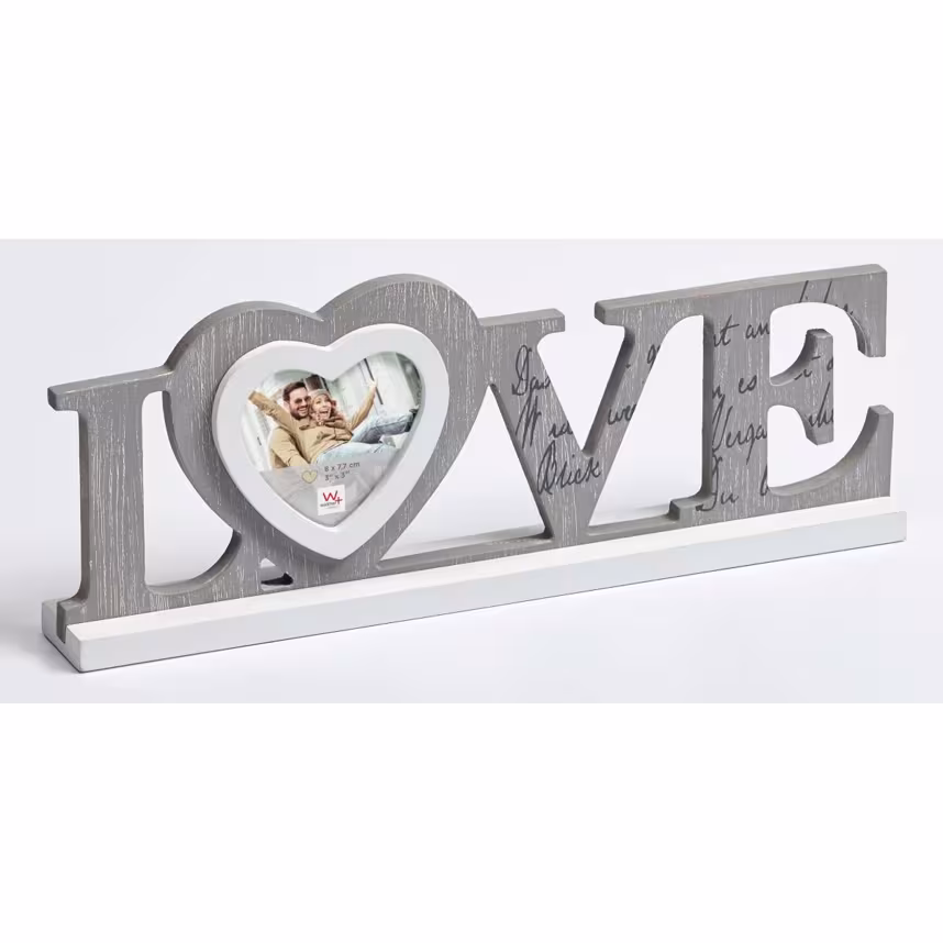 Bilderrahmen Love 8x7,7cm Holz grau