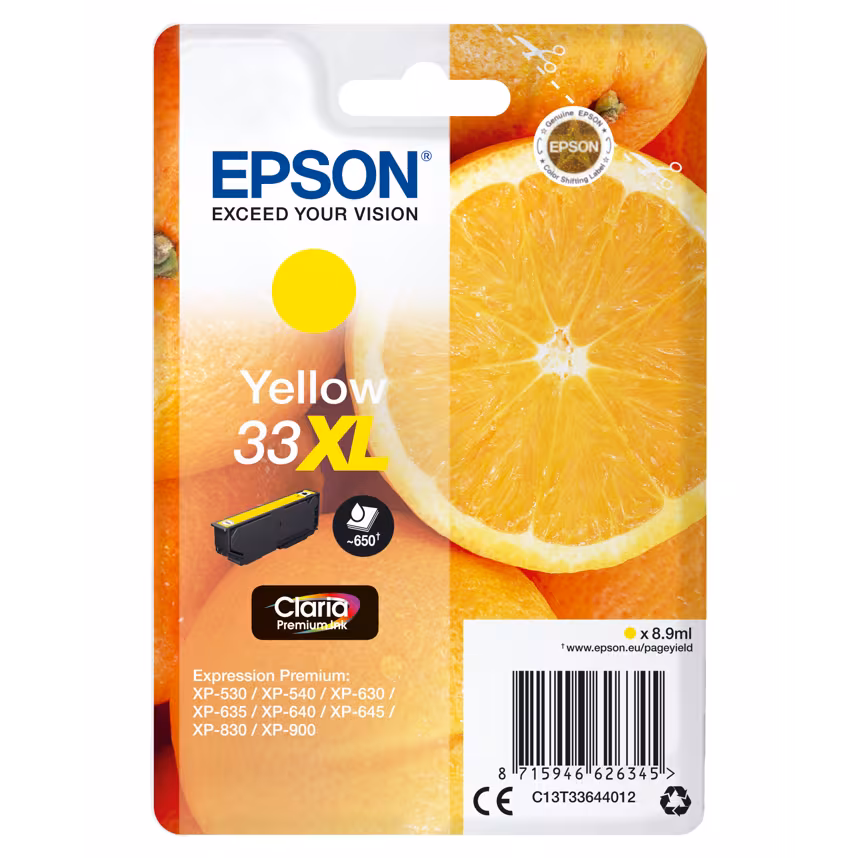 Epson 33XL T3364 Tinte Yellow 8,9ml