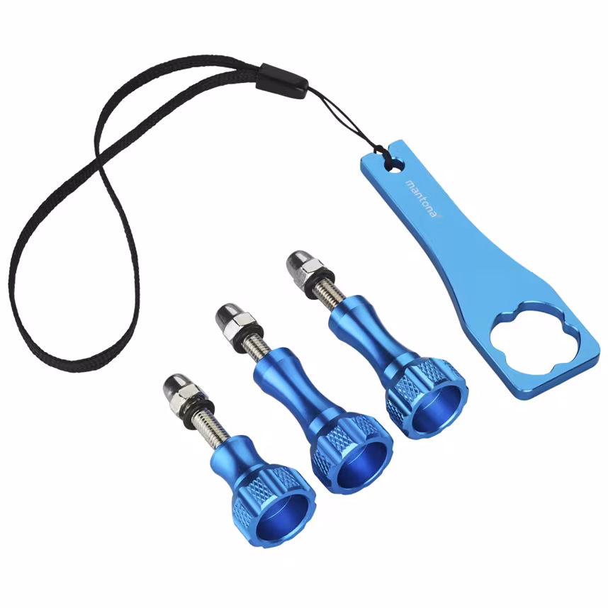 mantona GoPro Schraubenset + Schl&uuml;ssel Alu blau