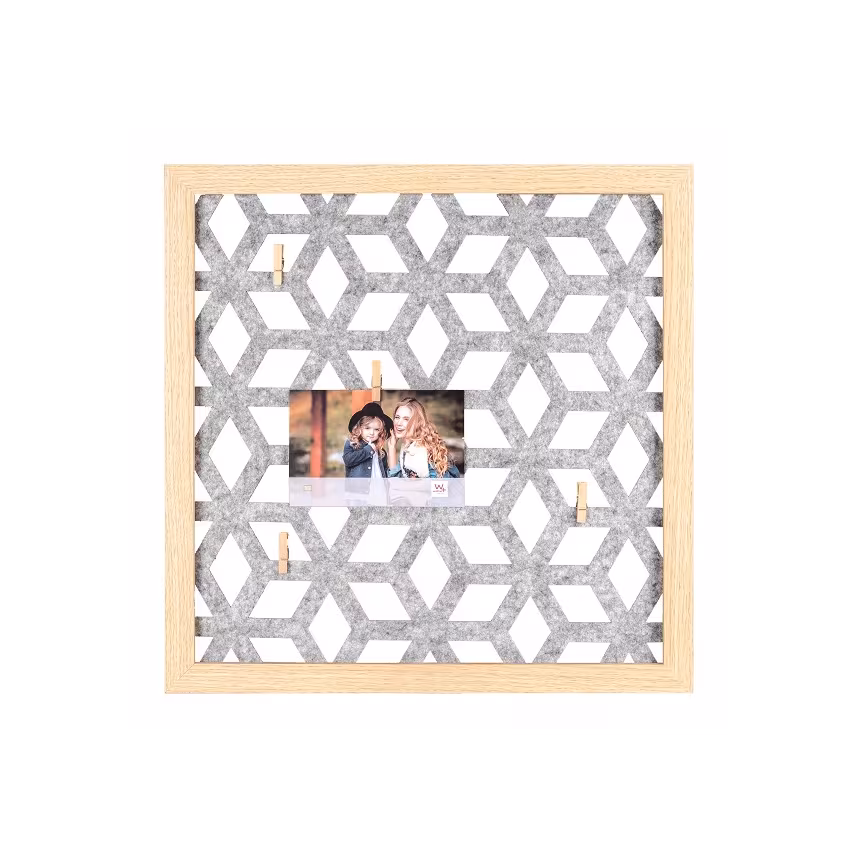 Felt Memoboard 3 Clips 40x40cm, natur