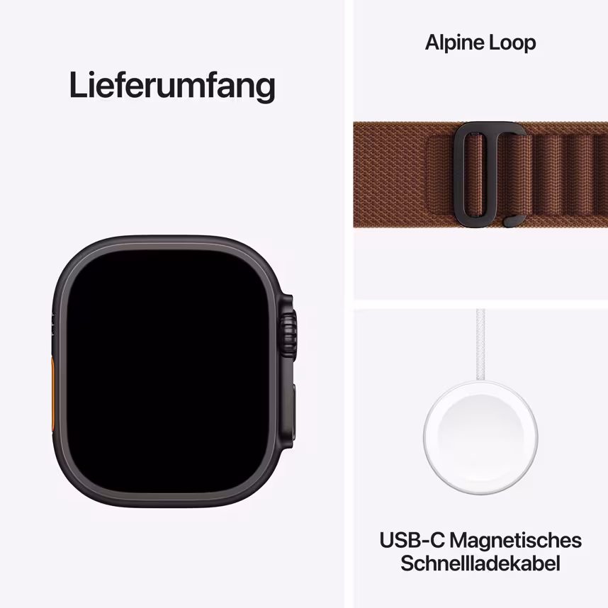  Apple Watch Ultra 4 LTE 49mm Black Titan Case + Burgundy Alpine Loop M
