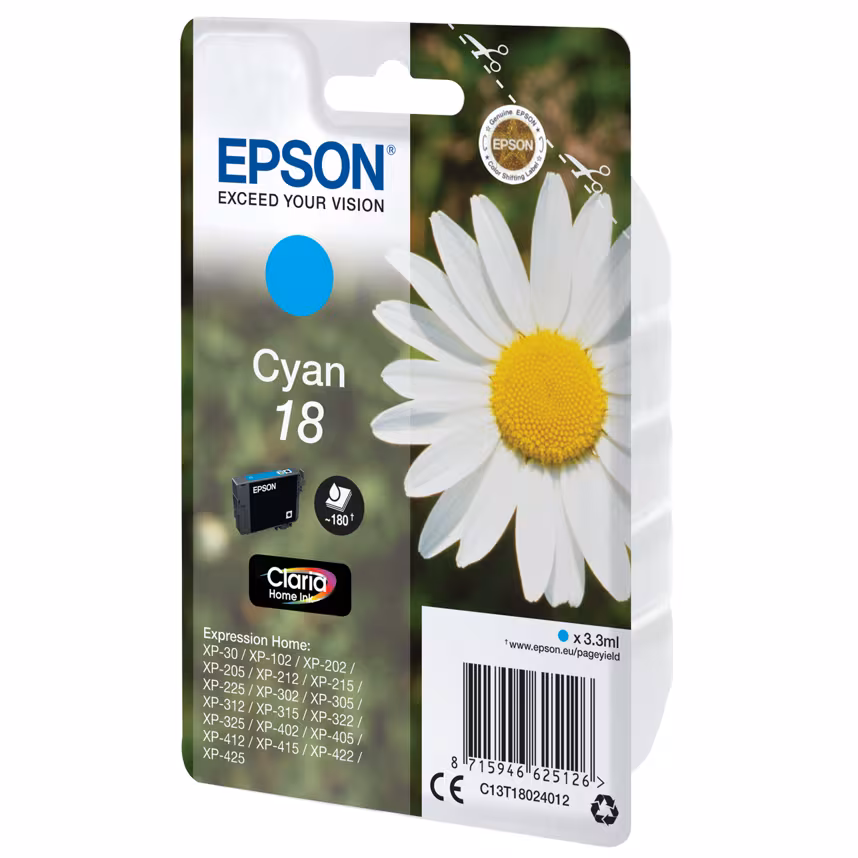 Epson 18 T1802 Tinte Cyan 3,3ml
