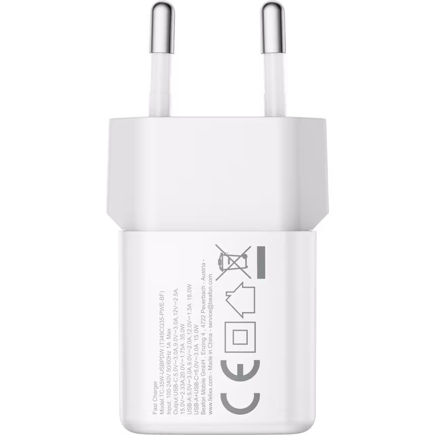Felixx Lader 35W Mini GaN PD, USB-C+USB-A White