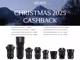 Werbebanner von Sigma mit der Aufschrift &bdquo;Christmas 2025 Cashback&ldquo;. Vor winterlicher Berglandschaft sind mehrere Sigma Kameraobjektive abgebildet. Darunter eine Liste ausgew&auml;hlter Art-, Sports- und Contemporary-Objektive mit Cashback-Betr&auml;gen zwischen 50 und 200 Euro.