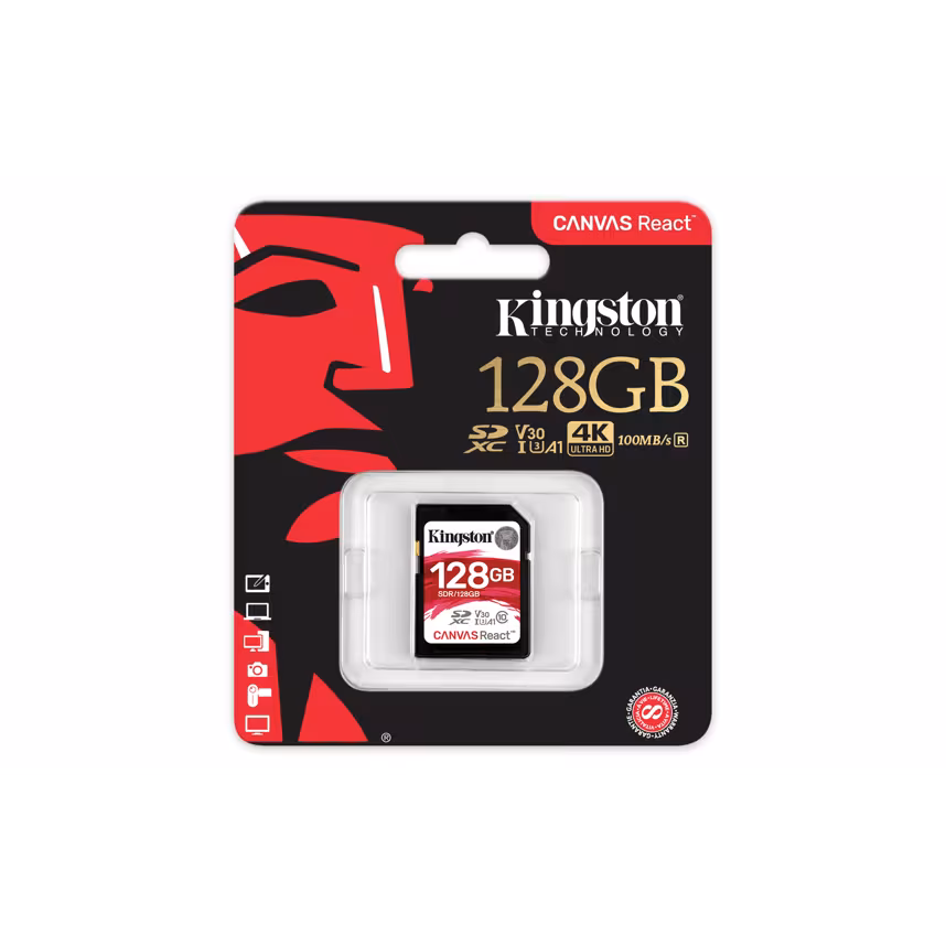 Kingston SDXC 128GB Canvas React 100MBs